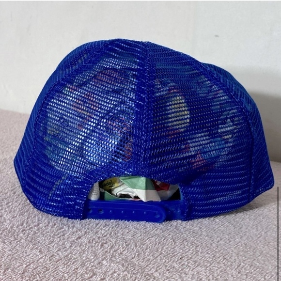 Vintage Blue White Magnolia Alta Mesh Back Snap Back Trucker Hat - Picture 7 of 10